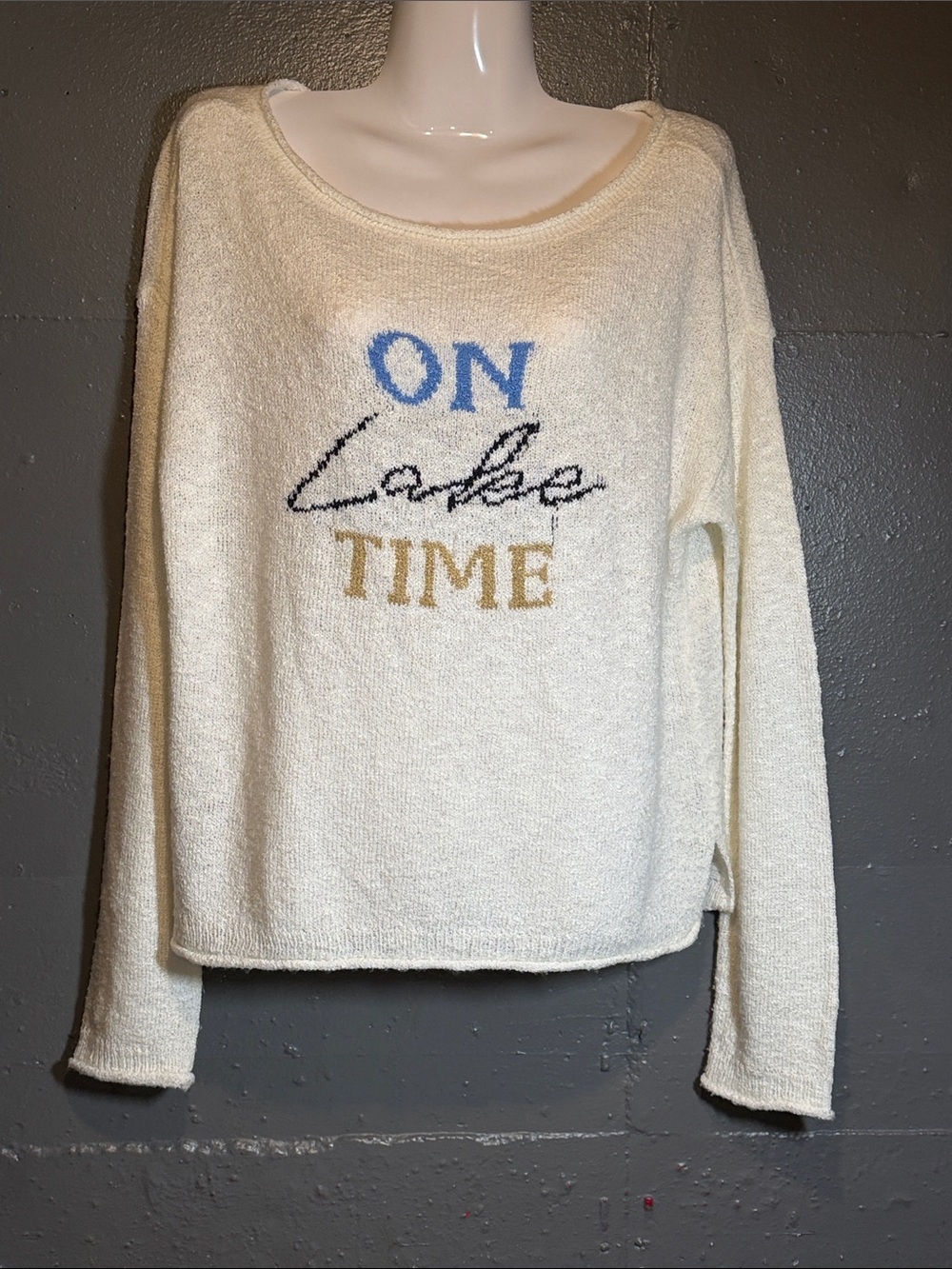 Maurices Cream Scoop Neck 'On Lake Time' Pullover